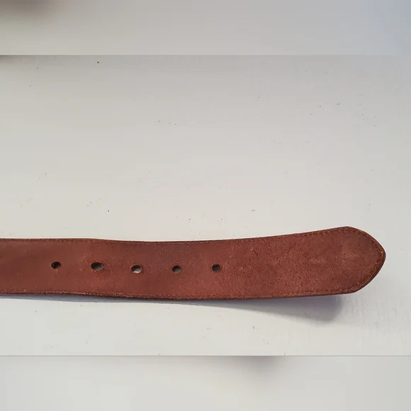 Vintage GAP Leather Leaf Inlay Belt, Saddle Brown, Brass Buckle, Medium, EUC - Picture 10 of 14